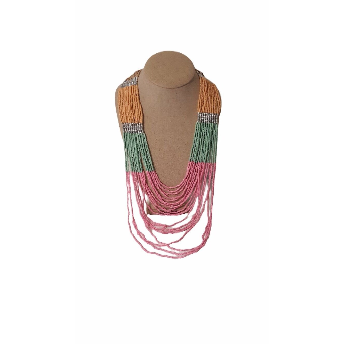 Decree Beaded Necklace Women One Size Multicolor Layered Statement Boho 15$